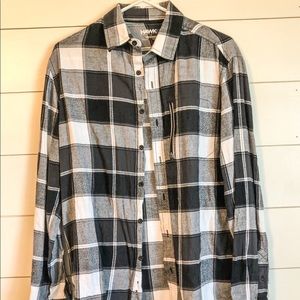 Black and White Flannel Button Up